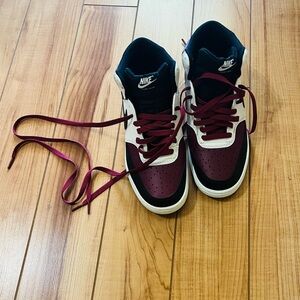 Nike Men's High-Top Sneakers in Burgundy, Black, and White